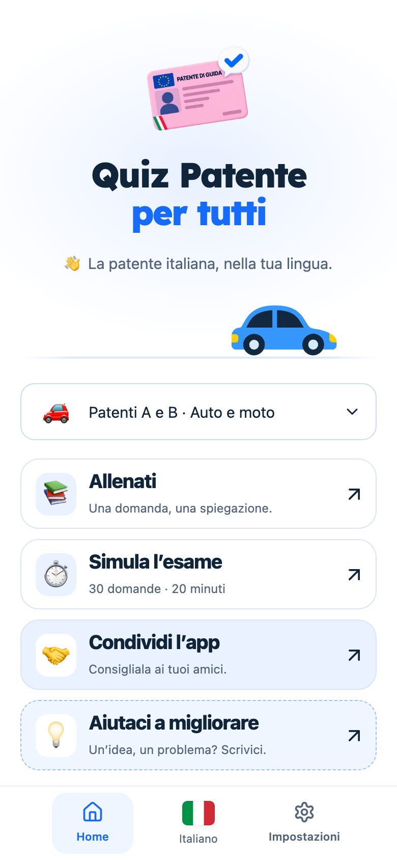 Schermate reali dell’app